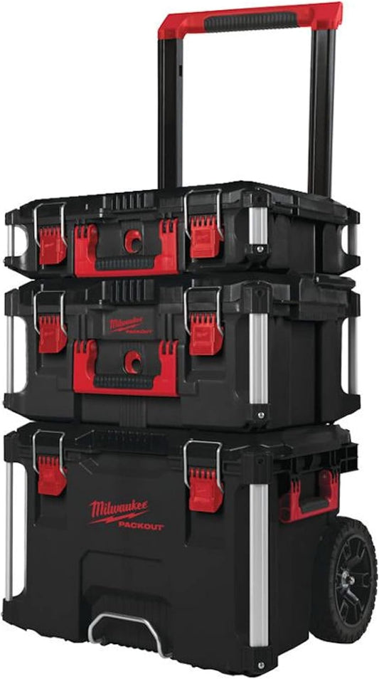 4932464244 – Packout Modular Rolling Tool Box System (3-Piece Set, Black & Red)